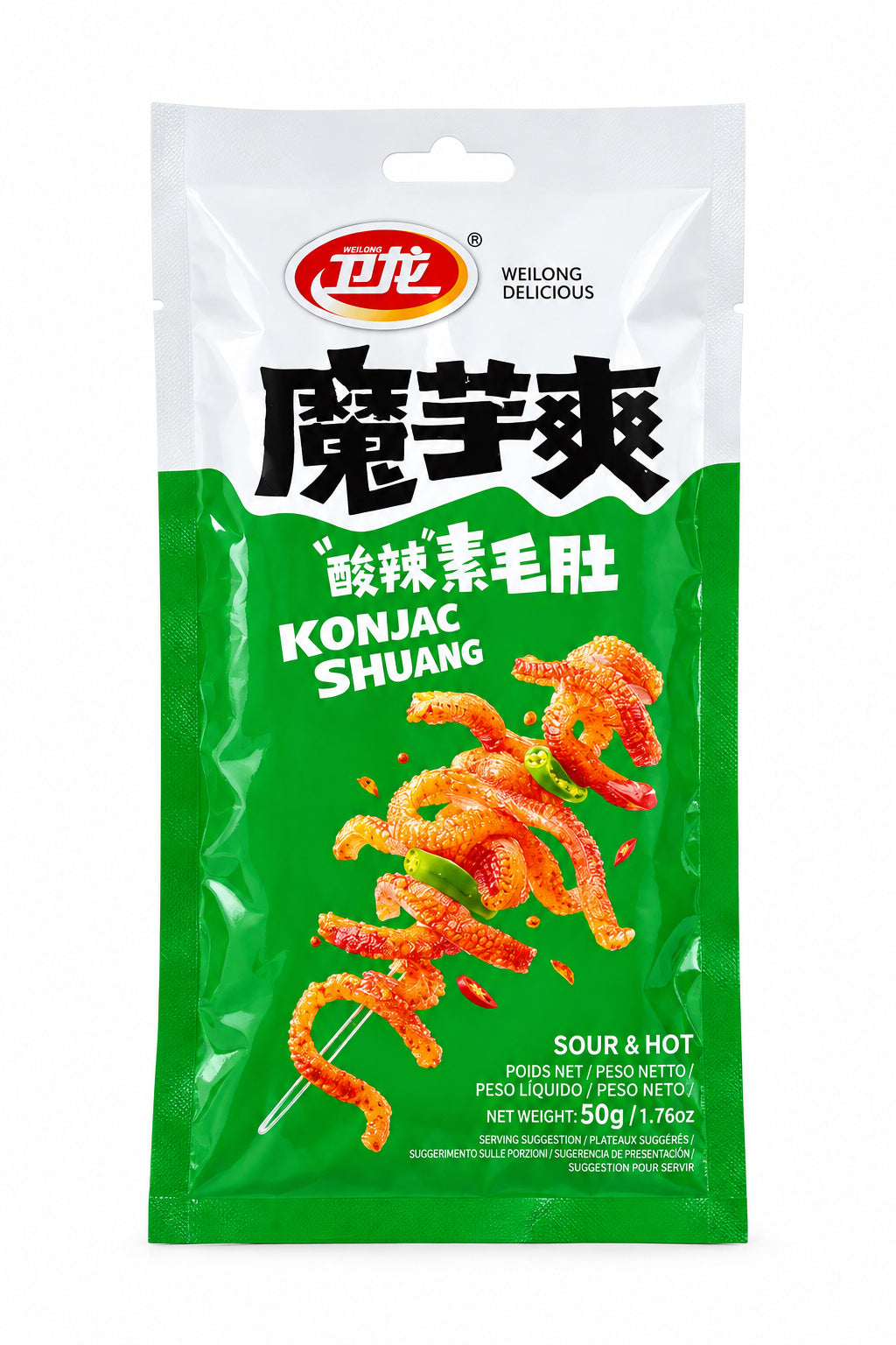 WEILONG SNACK DI KONJAK AGRO-PICCANTE 50g ( BOX DA 10)