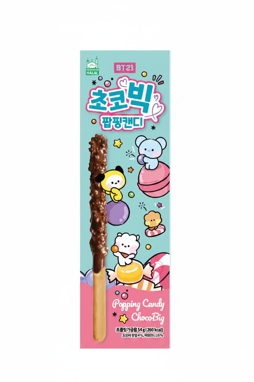 BT21 CHOCOBIG BASTONCINO DI CIOCCOLATO CON CARAMELLE 54 G(box da 16)