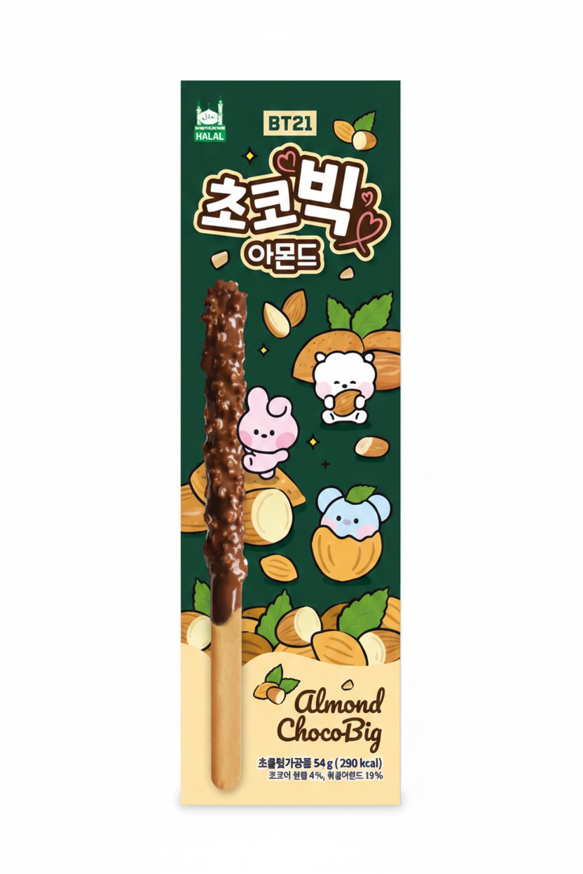 BT21 CHOCOBIG BASTONCINO DI CIOCCOLATO ALLE MANDORLE 54 G(box da 16)
