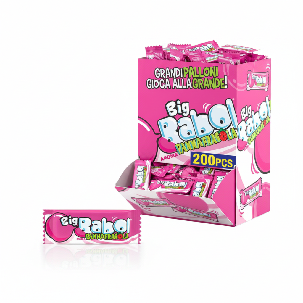 BIG BABOL PANNA E FRAGOLA GOMMA DA MASTICARE MORBIDA SENZA GLUTINE 200 PZ