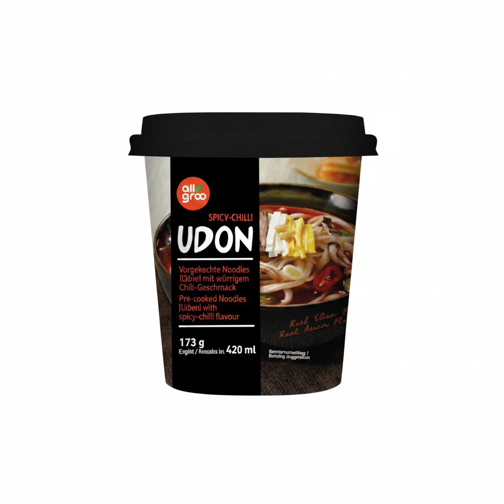 ALLGROO NOODLES UDON IN CUP AL CHILI PICCANTE 173 G(BOX DA 12)