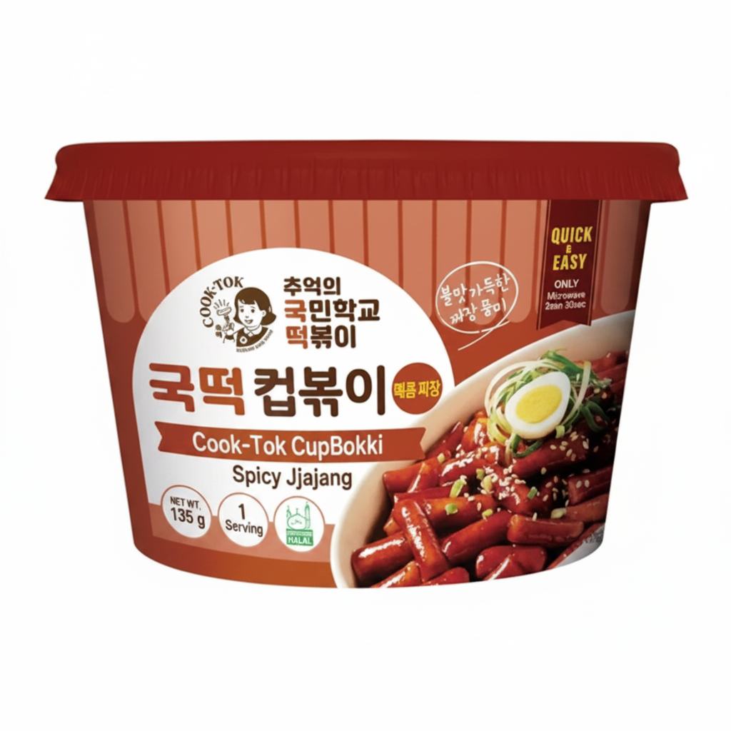 COOK TOK BIG CUP TTEOKBOKKI JJAJANG PICCANTE HALAL 135 G (BOX DA 8)