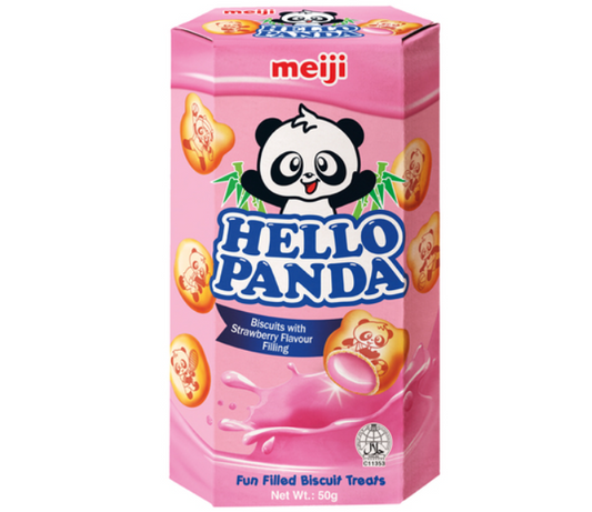 MEIJI HELLO PANDA BISCOTTI 50G RIPIENI DI FRAGOLA [ box da 10]