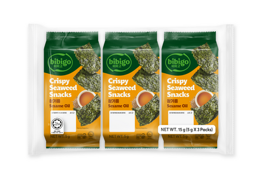 BIBIGO SNACK DI ALGHE 3X5G GUSTO OLIO DI SESAMO [scatola da 6 ]