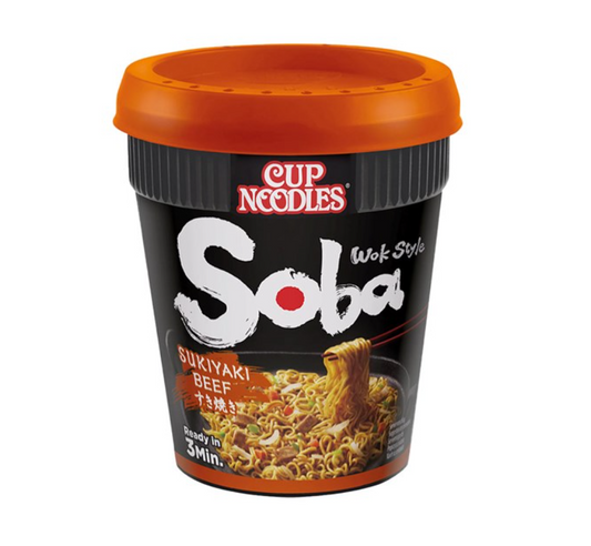 CUP NOODLES SOBA IN CUP 89G MANZO SUKIYAKI [ scatola da 8 ]