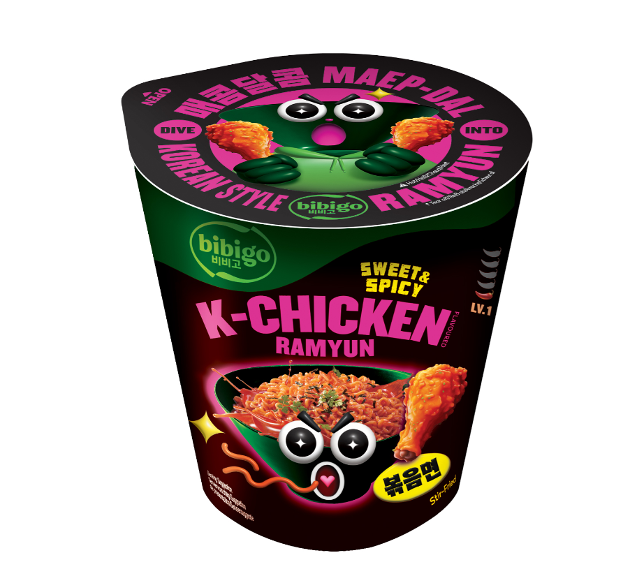 BIBIGO RAMEN IN CUP 98G POLLO COREANO DOLCE PICCANTE [scatola da 8]