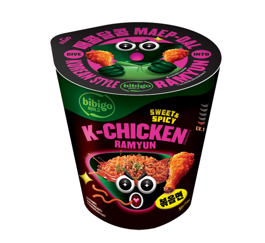 BIBIGO RAMEN IN CUP 98G POLLO COREANO DOLCE PICCANTE [scatola da 8]