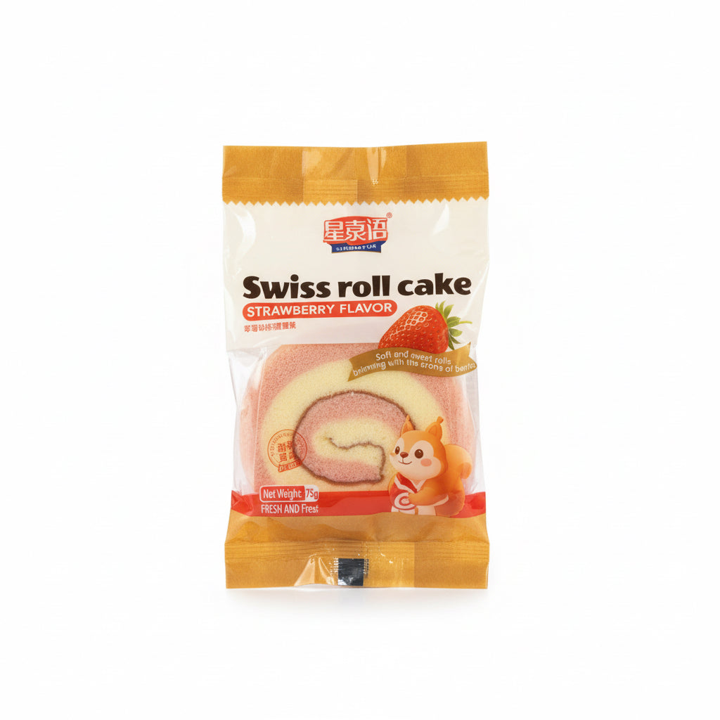 FLUFFY CAKE ROLL ALLA FRAGOLA 75 G(BOX DA 16）