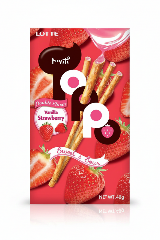 BASTONCINI DI PRETZEL  ALLA VANIGLIA E FRAGOLA 40 G(box da 10)
