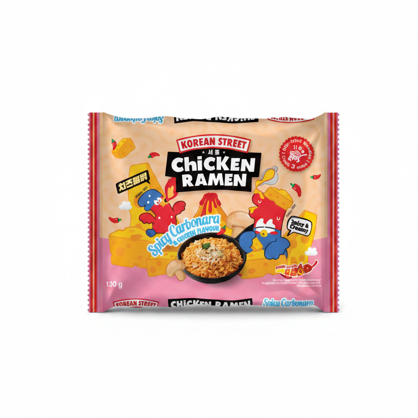 KOREAN STREET POLLO E CARBONARA PICCANTE 130 G(BOX DA 12)
