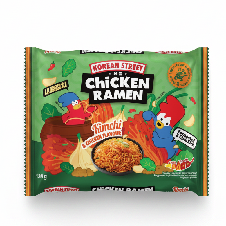 KOREAN STREET NOODLES ISTANT.KIMCHI E POLLO 133 G(BOX DA 12)