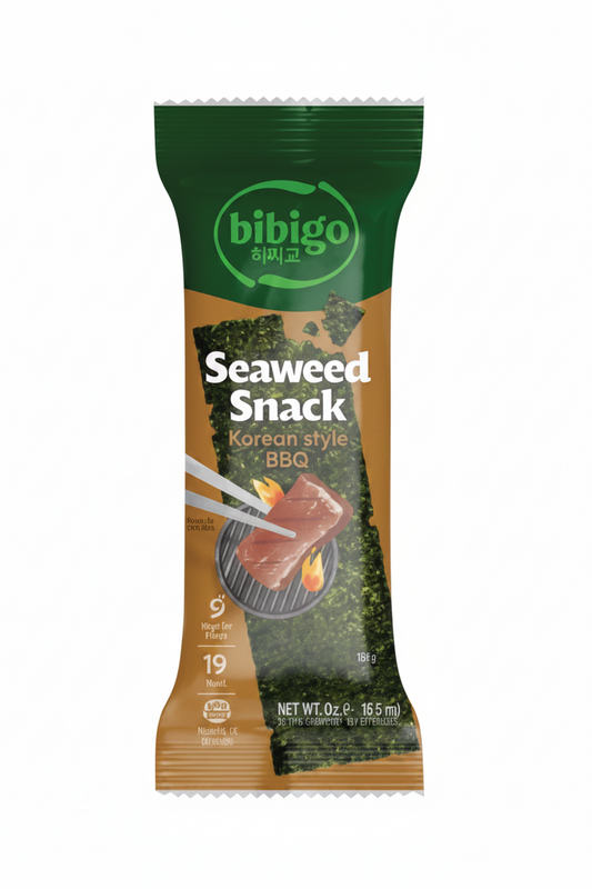 BIBIGO SNACK DI ALGHE MARINE, GUSTO BBQ 4 G(BOX DA 32)