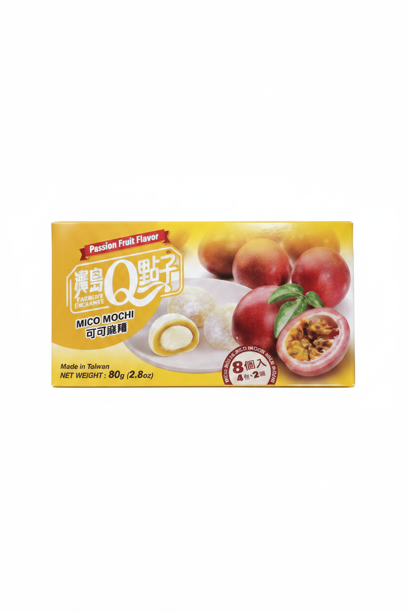 Q MICO MOCHI AL GUSTO FRUTTO DELLA PASSIONE 80 G（ BOX DA 12）