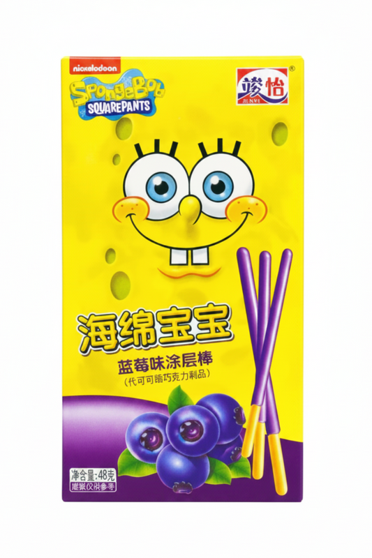 BASTONCINI DI BISCOTTO SPONGEBOB AL MIRTILLO 48 G ( BOX DA 10)