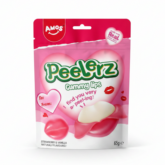 AM GOMMOSE A FORMA DI LABBRA ALLA FRAGOLA E VANIGLIA DA SBUCCIARE 65 G (BOX DA 10)