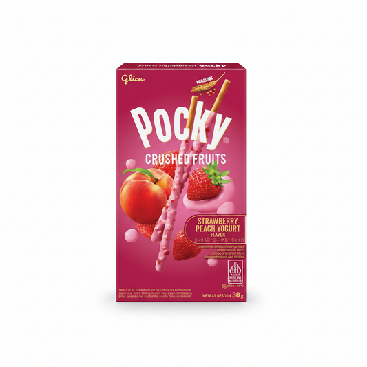 GLICO POCKY FRUTTA SBRICIOLATA ALLA FRAGOLA, PESCA E YOGURT 38 G (BOX DA 10)